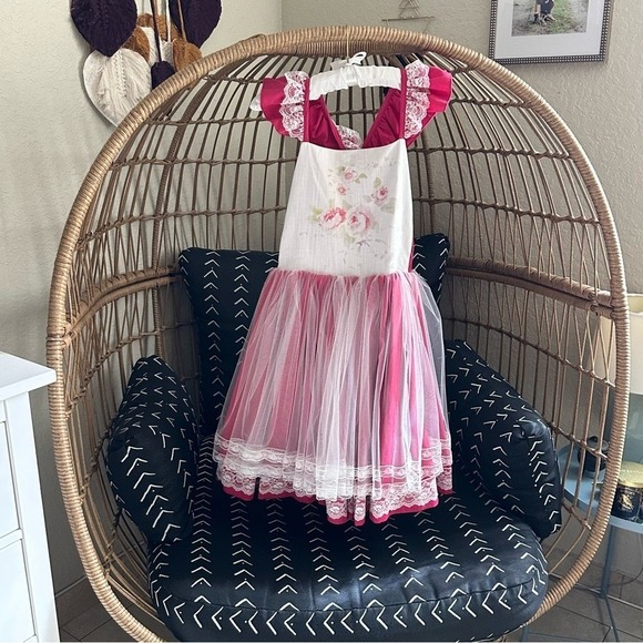 NWT Dollcake Picture Perfect Girls Dress 12 Lace Red VTG style floral Red Fairy - Picture 3 of 8